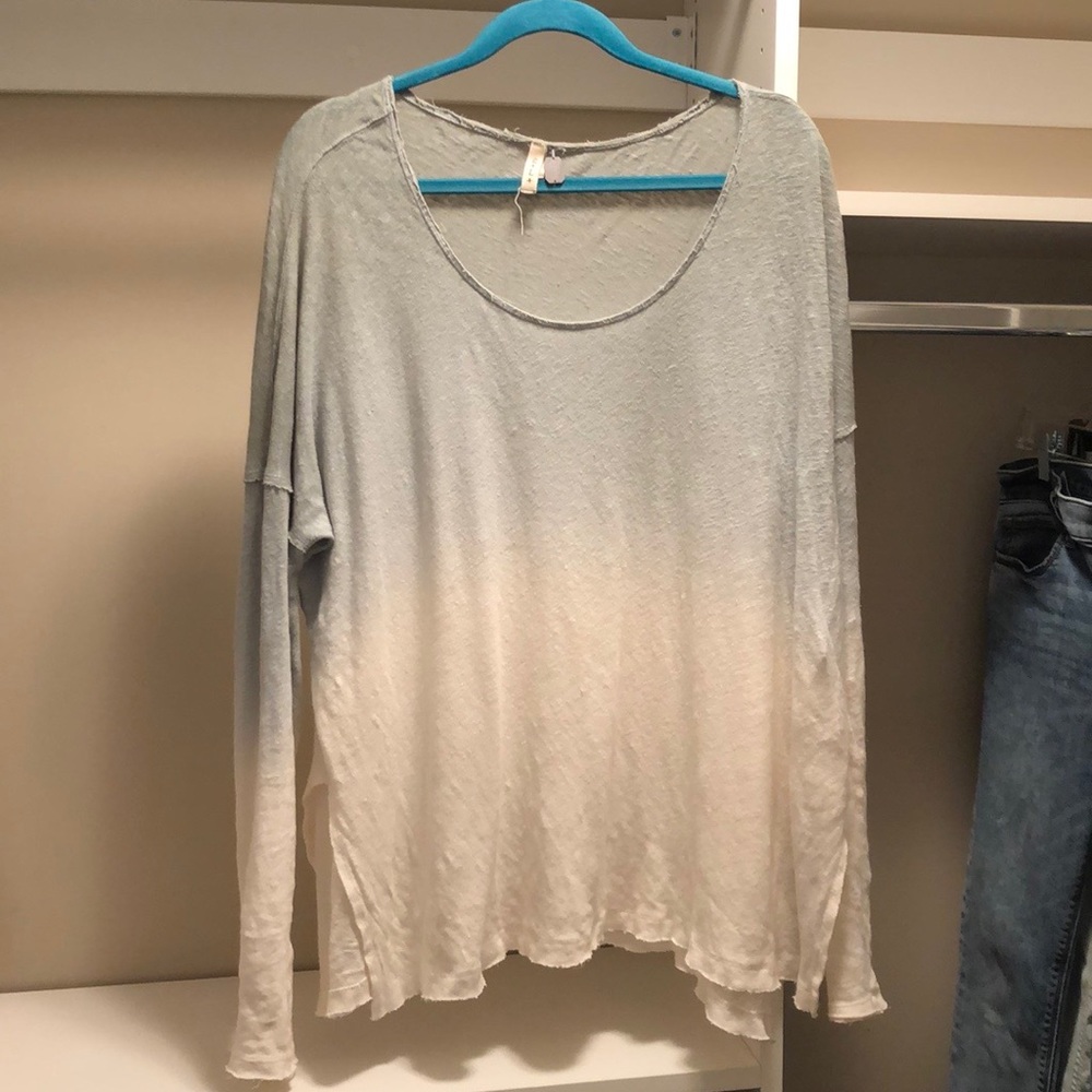 Free People Ombré Creme Long Sleeve Top Size Large